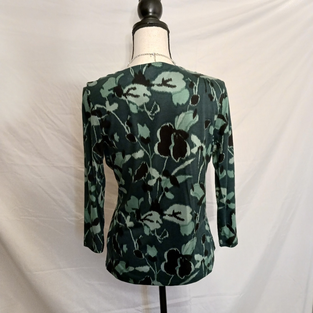 NWT! Women's Talbots Green Top Blouse Shirt Medium Petite  WT- 02 - Picture 3 of 11